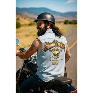 Laughlin River Run Street Vibrations Reno Biker‎ Denim Vest Large